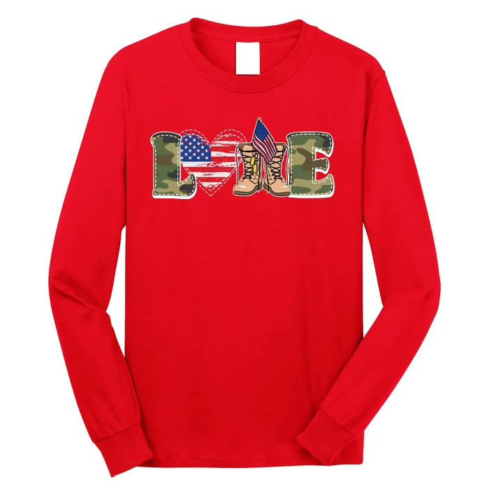 Love Military Support Your Troops And Arm Forces Long Sleeve Shirt