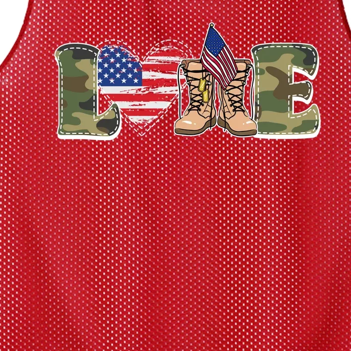 Love Military Support Your Troops And Arm Forces Mesh Reversible Basketball Jersey Tank