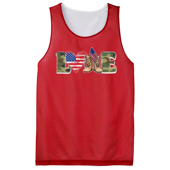 Love Military Support Your Troops And Arm Forces Mesh Reversible Basketball Jersey Tank