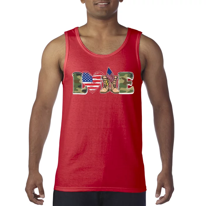 Love Military Support Your Troops And Arm Forces Tank Top