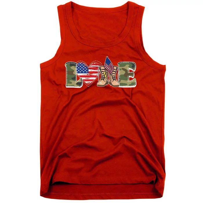 Love Military Support Your Troops And Arm Forces Tank Top