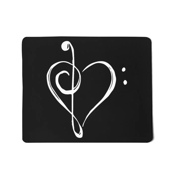 Love Music Treble And Bass Clef Heart Mousepad