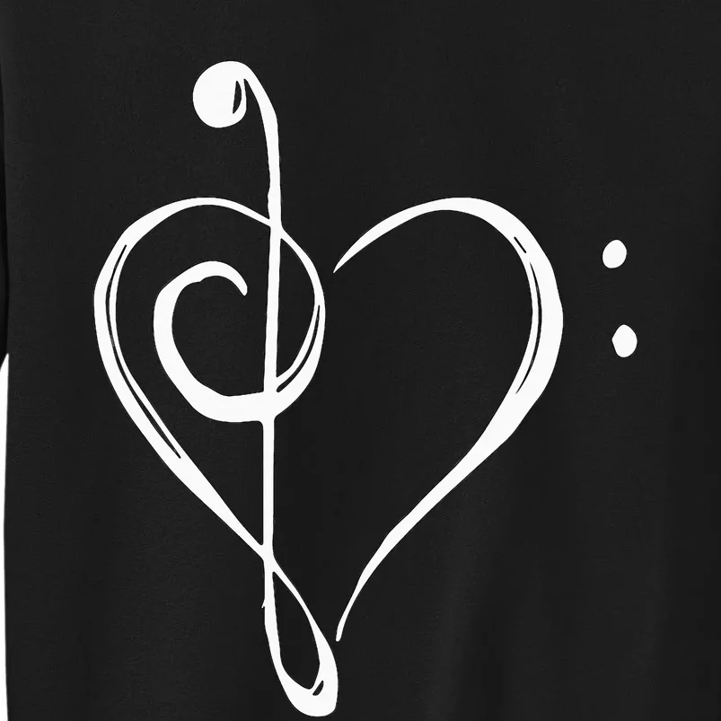 Love Music Treble And Bass Clef Heart Tall Sweatshirt