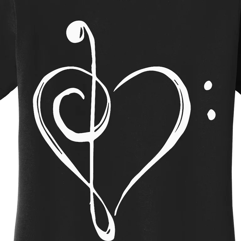 Love Music Treble And Bass Clef Heart Women's T-Shirt