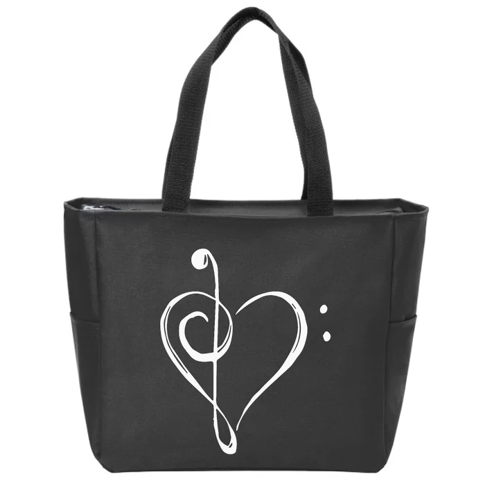 Love Music Treble And Bass Clef Heart Zip Tote Bag