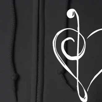 Love Music Treble And Bass Clef Heart Full Zip Hoodie