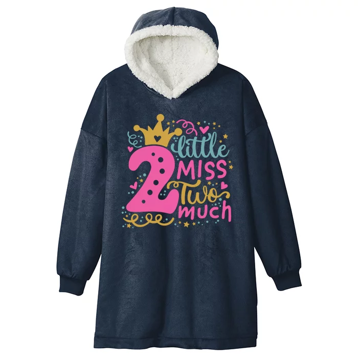 Little Miss Two 2 Much Cool Birthday Design Hooded Wearable Blanket