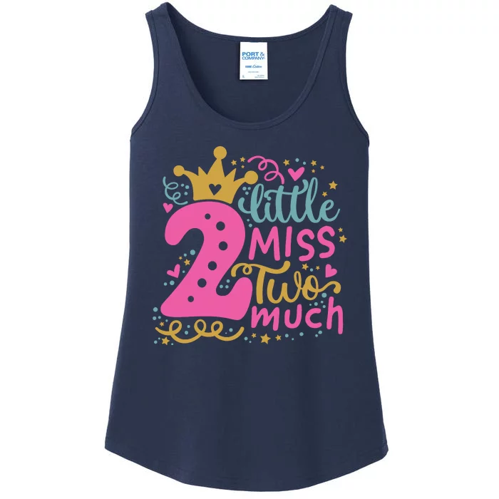 Little Miss Two 2 Much Cool Birthday Design Ladies Essential Tank