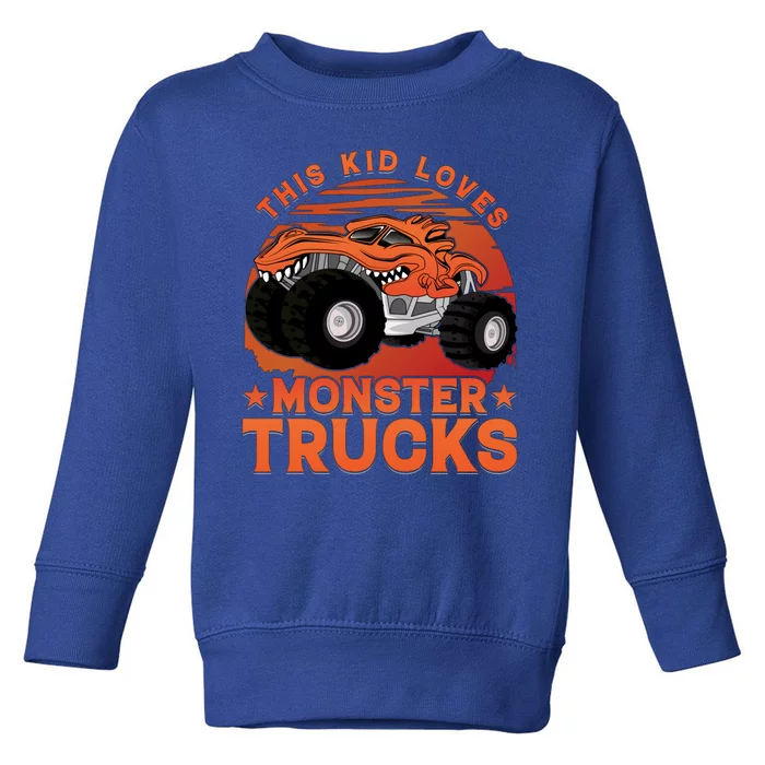 Love Monster Trucks Funny Toddler Sweatshirt