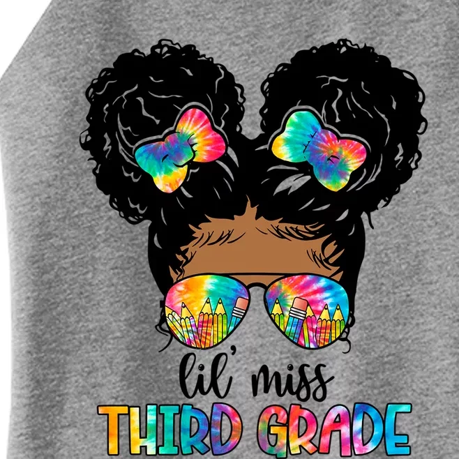 Lil Miss Third Grade Messy Bun Tie Dye African Afro Gift Women’s Perfect Tri Rocker Tank