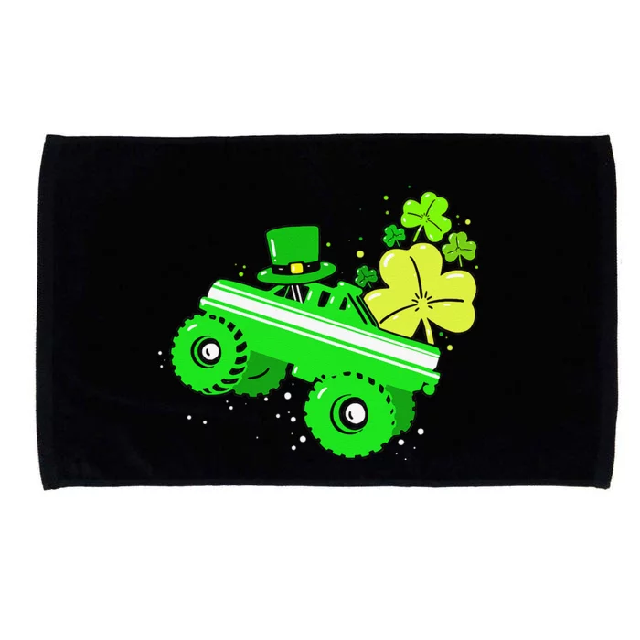 Leprechaun Monster Truck Shamrock St Patrick Day Microfiber Hand Towel