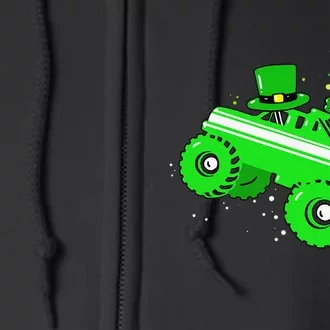 Leprechaun Monster Truck Shamrock St Patrick Day Full Zip Hoodie