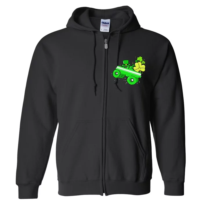 Leprechaun Monster Truck Shamrock St Patrick Day Full Zip Hoodie