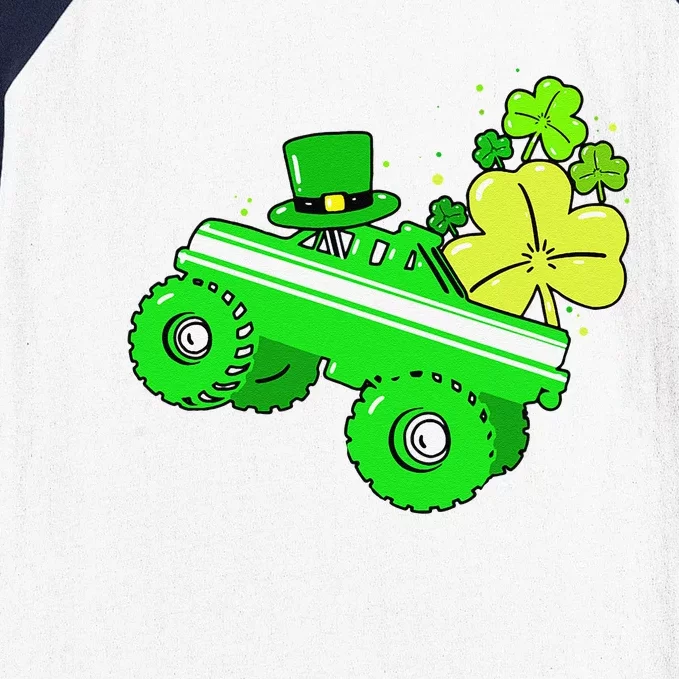 Leprechaun Monster Truck Shamrock St Patrick Day Baseball Sleeve Shirt