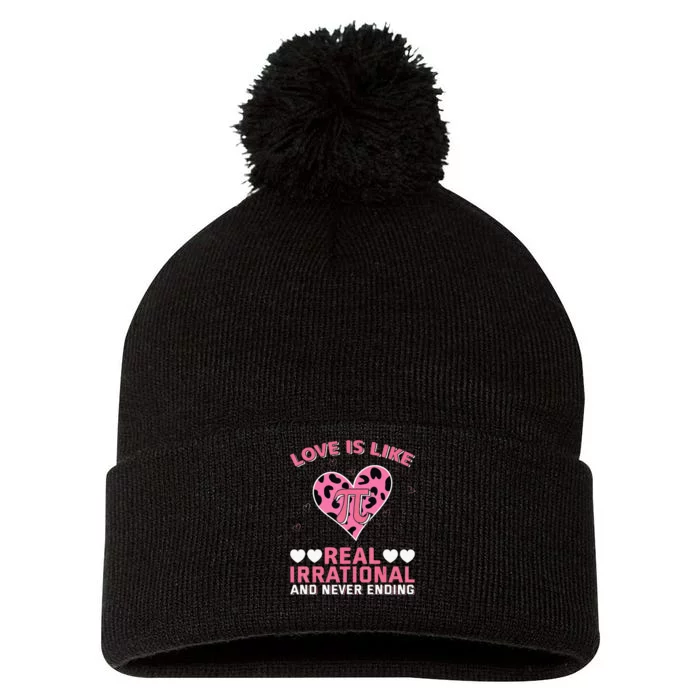 Love Math Teacher Valentine Day Big Heart Pom Pom 12in Knit Beanie