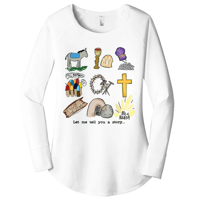 Let Me Tell You A Story Jesus Religious Christian Easter Women's Perfect Tri Tunic Long Sleeve Shirt