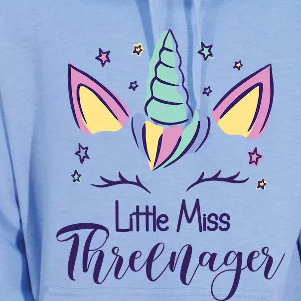 Little Miss Threenager Birthday 3 Years Unisex Surf Hoodie