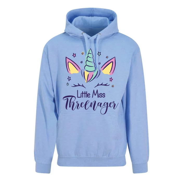 Little Miss Threenager Birthday 3 Years Unisex Surf Hoodie