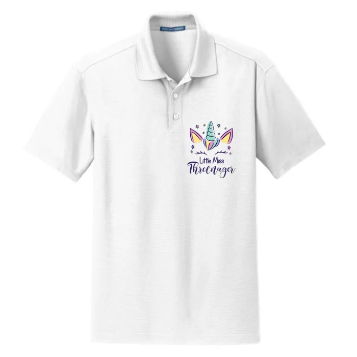 Little Miss Threenager Birthday 3 Years Dry Zone Grid Performance Polo