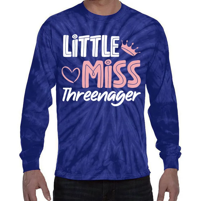 Little Miss Threenager Tie-Dye Long Sleeve Shirt