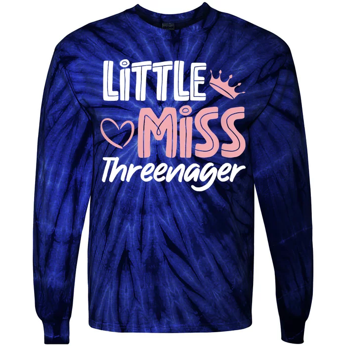 Little Miss Threenager Tie-Dye Long Sleeve Shirt