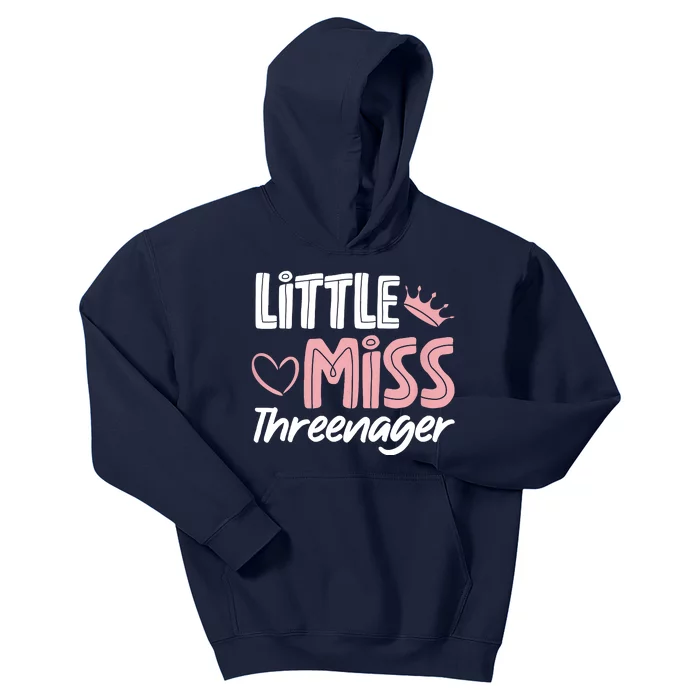 Little Miss Threenager Kids Hoodie