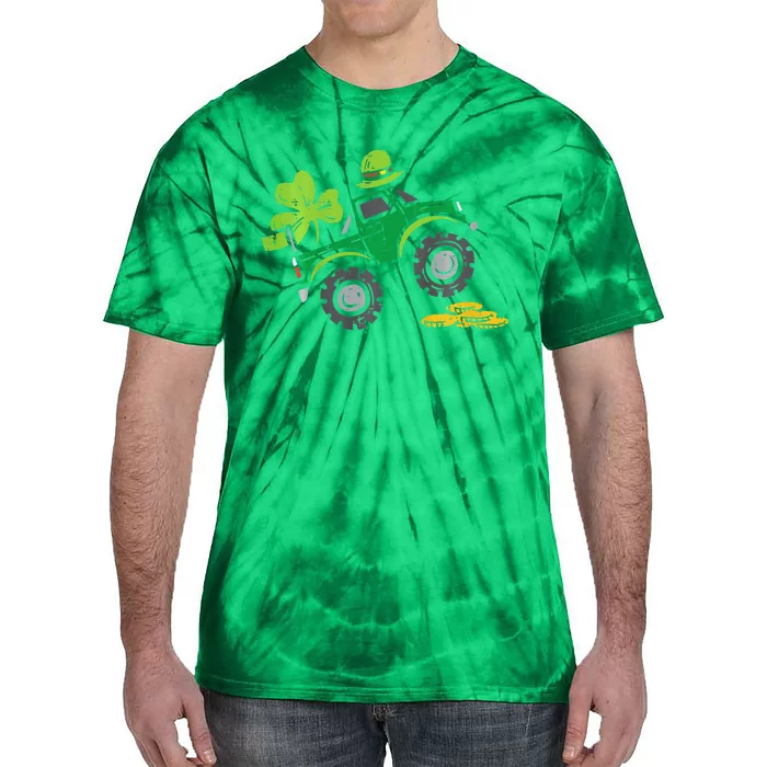 Leprechaun Monster Truck Shamrock St Patrick Day Tie-Dye T-Shirt