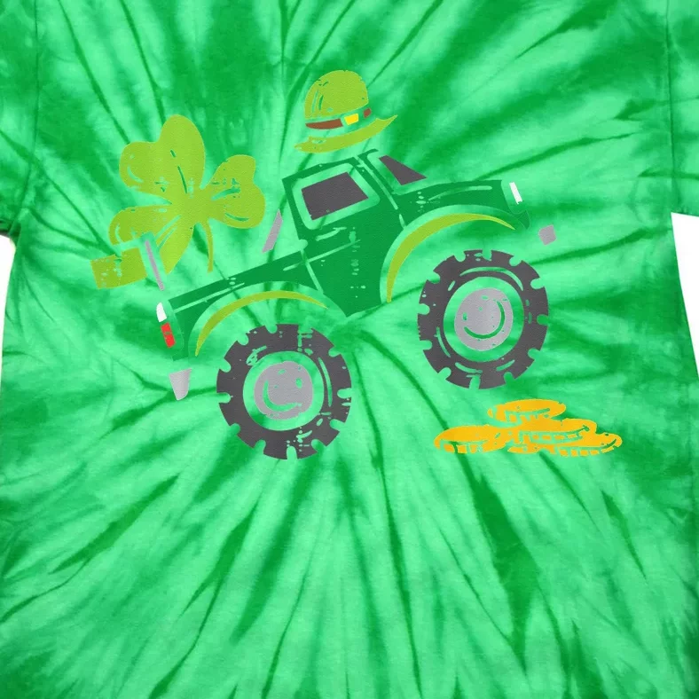 Leprechaun Monster Truck Shamrock St Patrick Day Tie-Dye T-Shirt