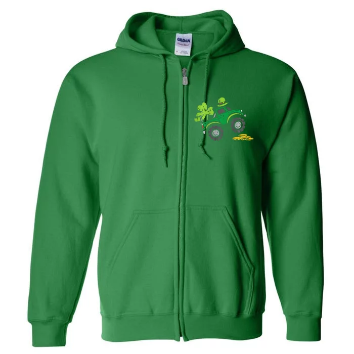 Leprechaun Monster Truck Shamrock St Patrick Day Full Zip Hoodie