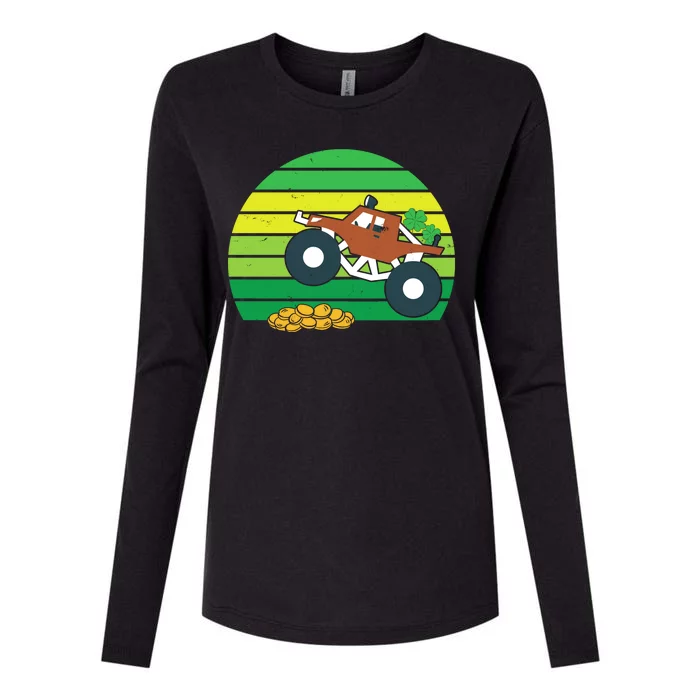 Lucky Monster Truck St Patrick's Day Womens Cotton Relaxed Long Sleeve T-Shirt