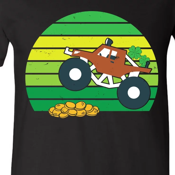 Lucky Monster Truck St Patrick's Day V-Neck T-Shirt