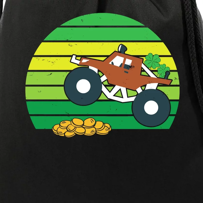 Lucky Monster Truck St Patrick's Day Drawstring Bag