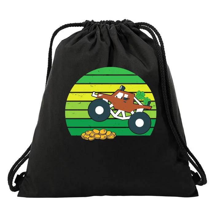 Lucky Monster Truck St Patrick's Day Drawstring Bag