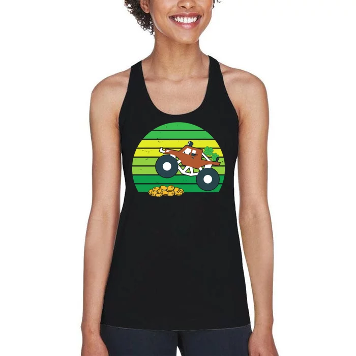 Lucky Monster Truck St Patrick's Day Women's Racerback Tank