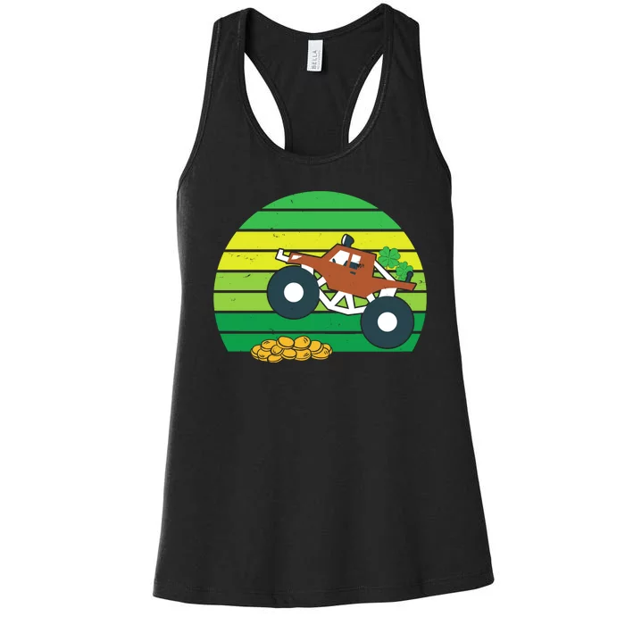 Lucky Monster Truck St Patrick's Day Women's Racerback Tank