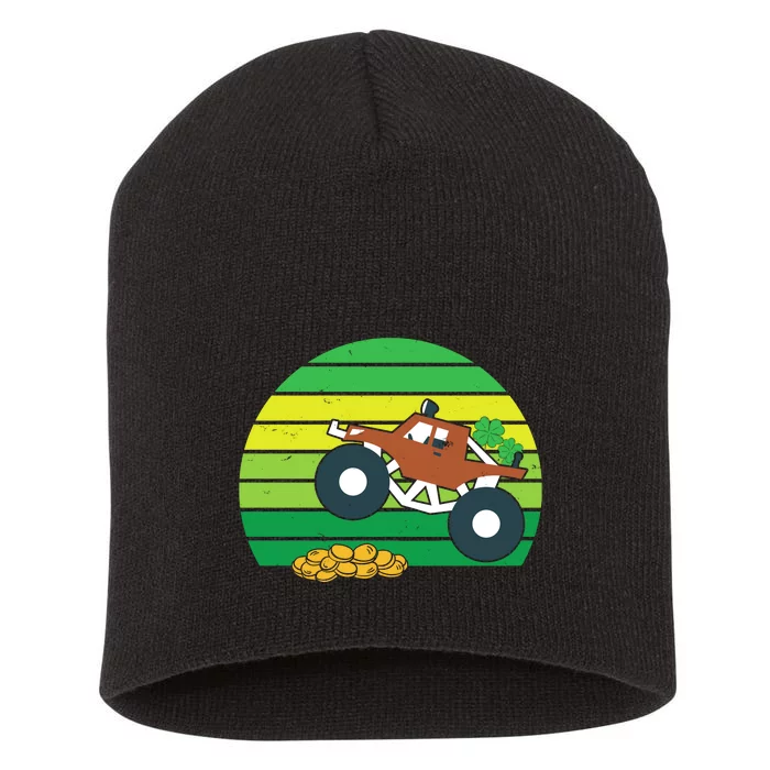 Lucky Monster Truck St Patrick's Day Short Acrylic Beanie