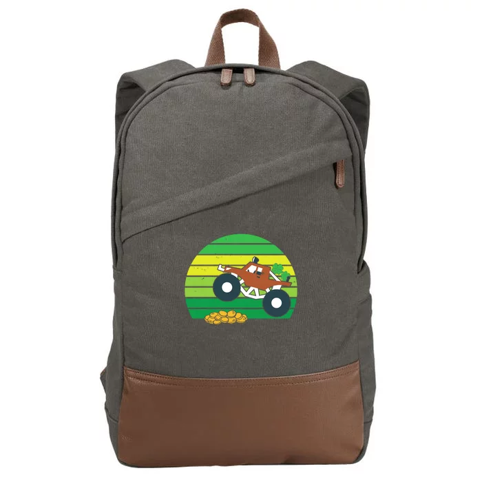 Lucky Monster Truck St Patrick's Day Cotton Canvas Backpack