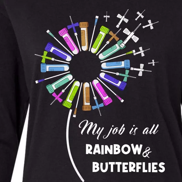 Laboratory Medical Technologist My Job Is All Rainbow And Butterflies Womens Cotton Relaxed Long Sleeve T-Shirt