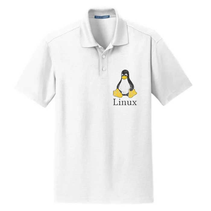 Linux Mascot Tux The Penguin Vintage Nerd Geek Sysadmin Gift Dry Zone Grid Performance Polo