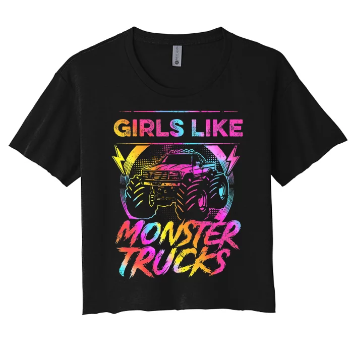 Like Monster Trucks Too Girl Monster Truck Women's Crop Top Tee