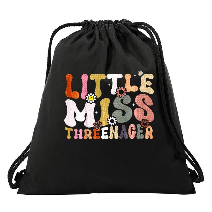 Little Miss Threenager 3rd Birthday Girl Boho Drawstring Bag