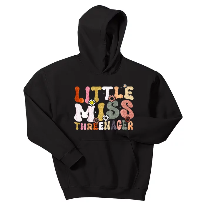 Little Miss Threenager 3rd Birthday Girl Boho Kids Hoodie