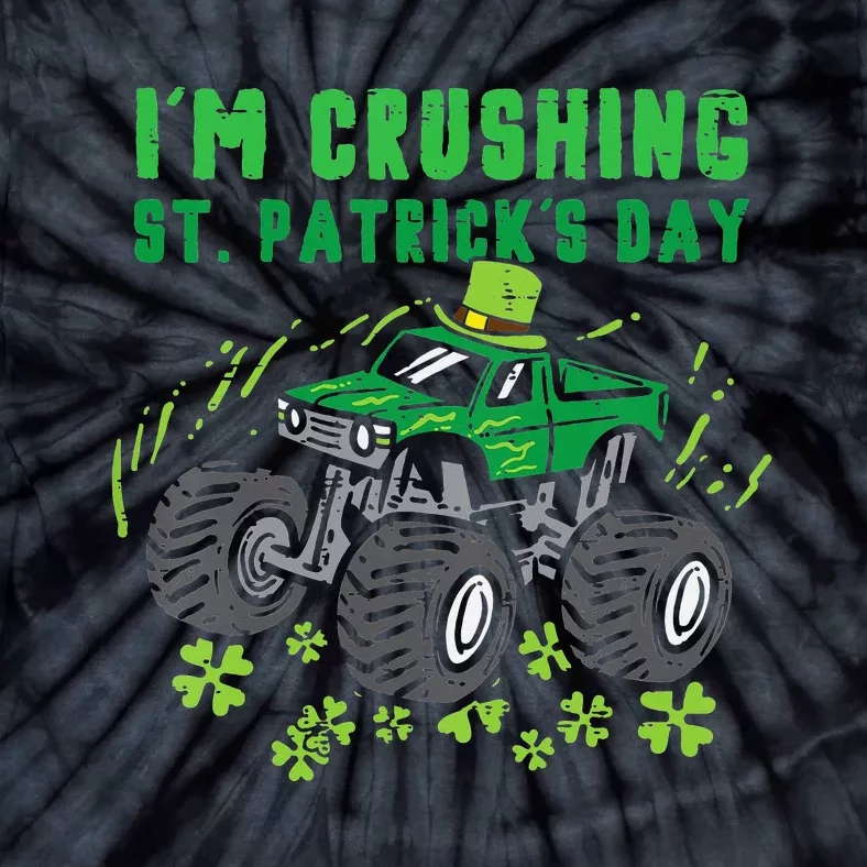 Leprechaun Monster Truck Shamrock St Patrick Day Tie-Dye T-Shirt