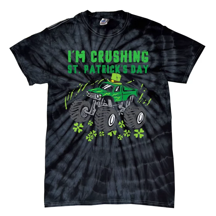 Leprechaun Monster Truck Shamrock St Patrick Day Tie-Dye T-Shirt