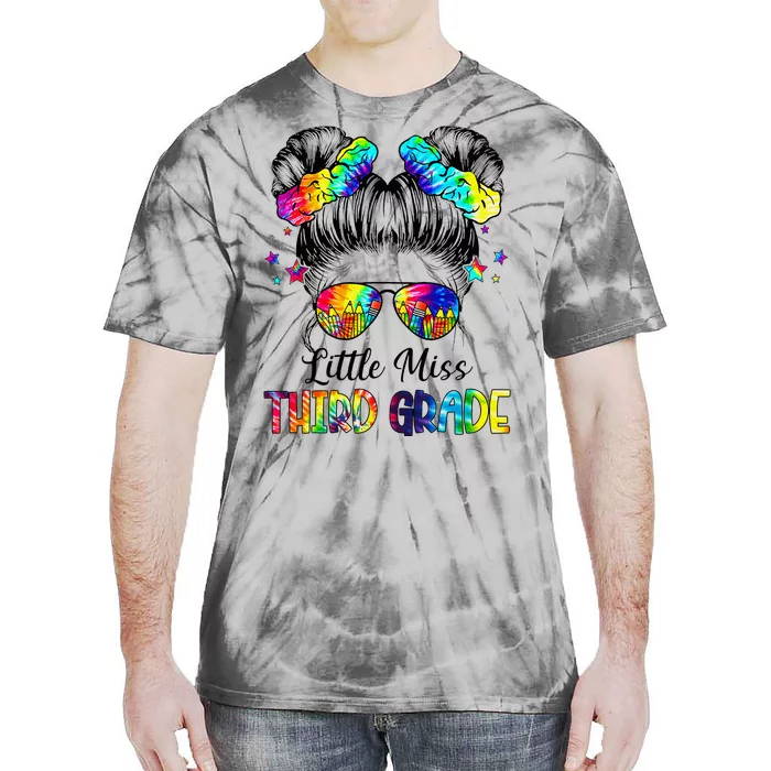 Little Miss Third Grade Messy Bun Back To School Tie-Dye T-Shirt