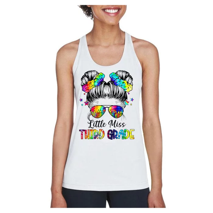 Little Miss Third Grade Messy Bun Back To School Women's Racerback Tank