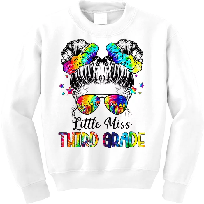 Little Miss Third Grade Messy Bun Back To School Kids Sweatshirt