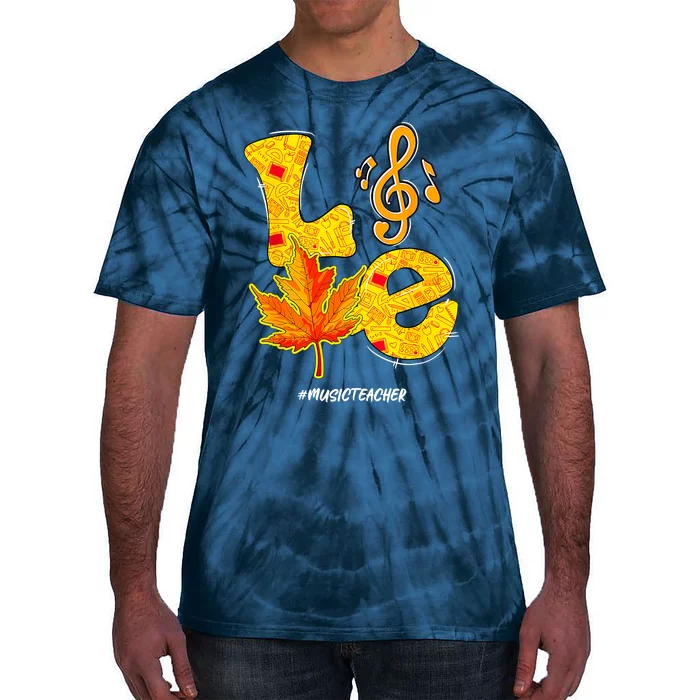 Love Music Teacher Life Thanksgiving Fall Season Tie-Dye T-Shirt