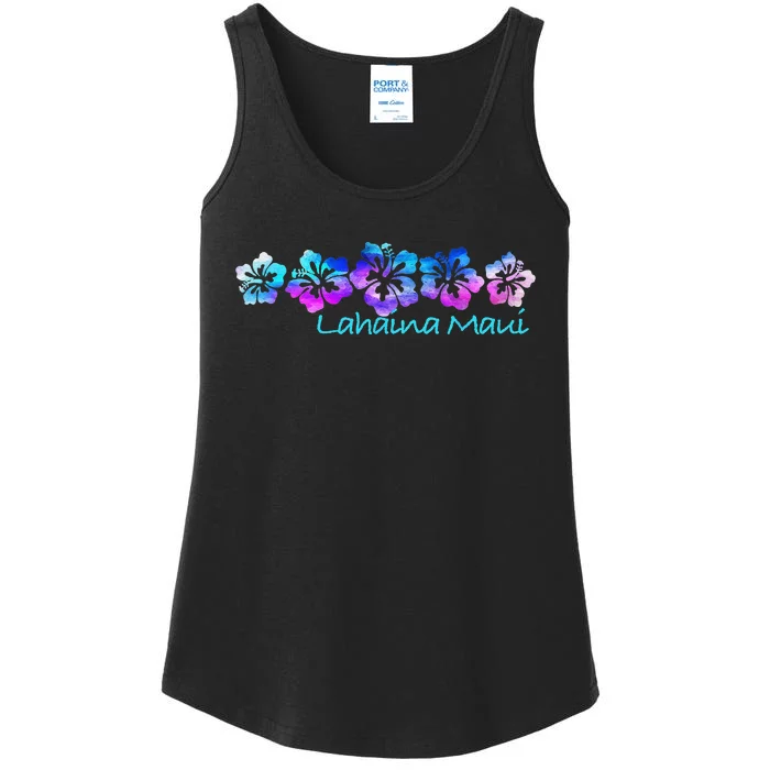 Lahaina Maui Tropical Flower TeeVacation Beach Ladies Essential Tank