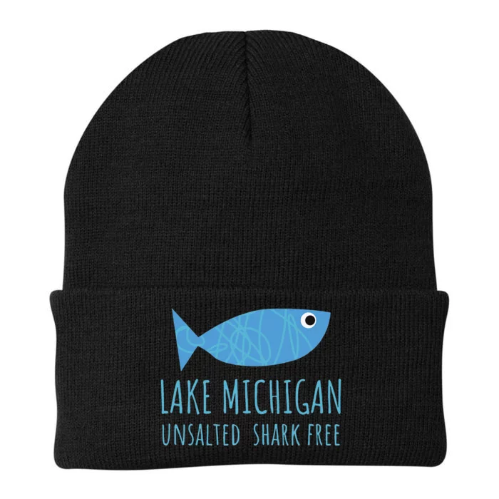 Lake Michigan Unsalted Shark Free Great Lakes Fishing Lover Knit Cap Winter Beanie